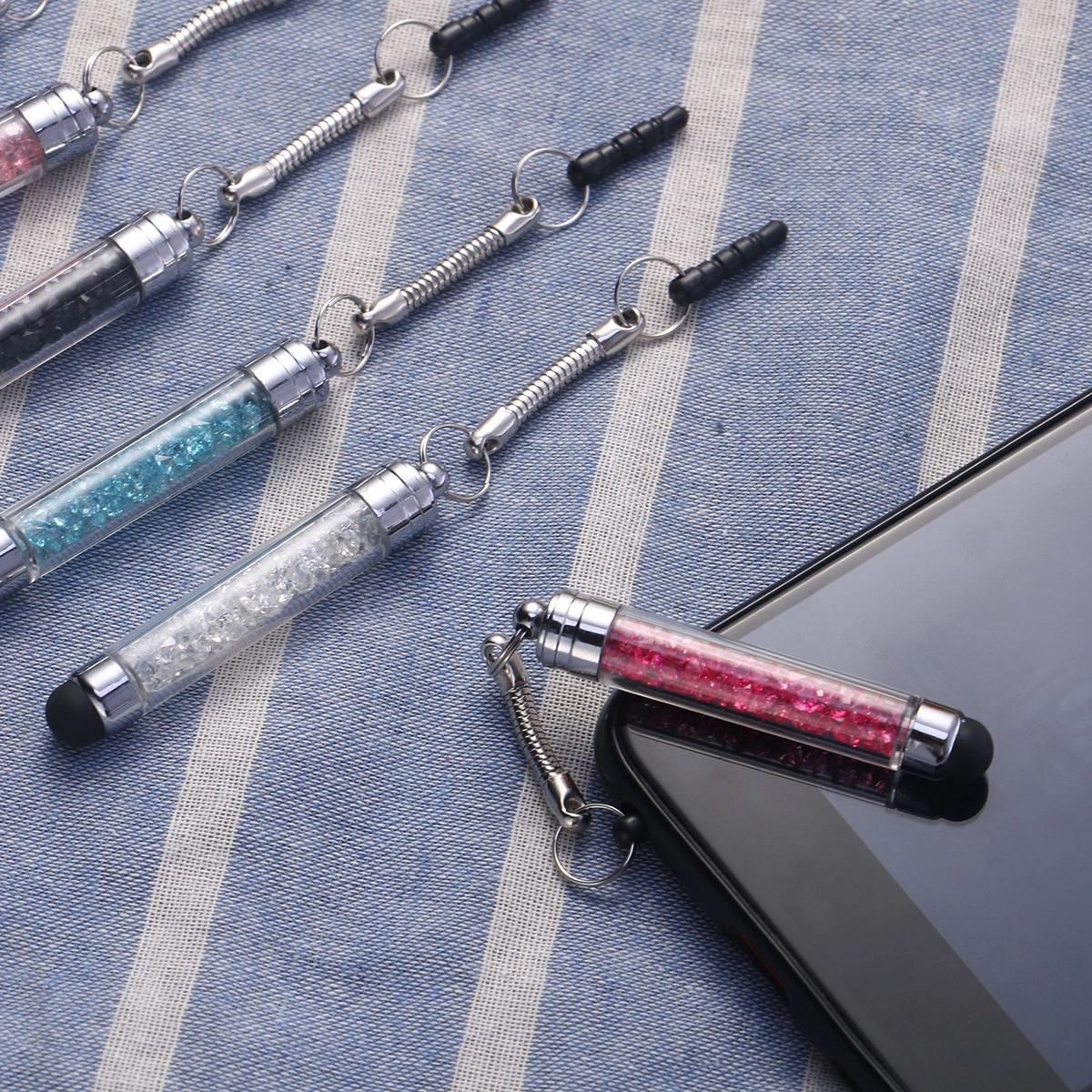 12pcs Universal Crystal Capacitive Stylus Domed Tip Touch Pen Handwriting Capacitive Pens for Phone Tablet (Mixed Colors)