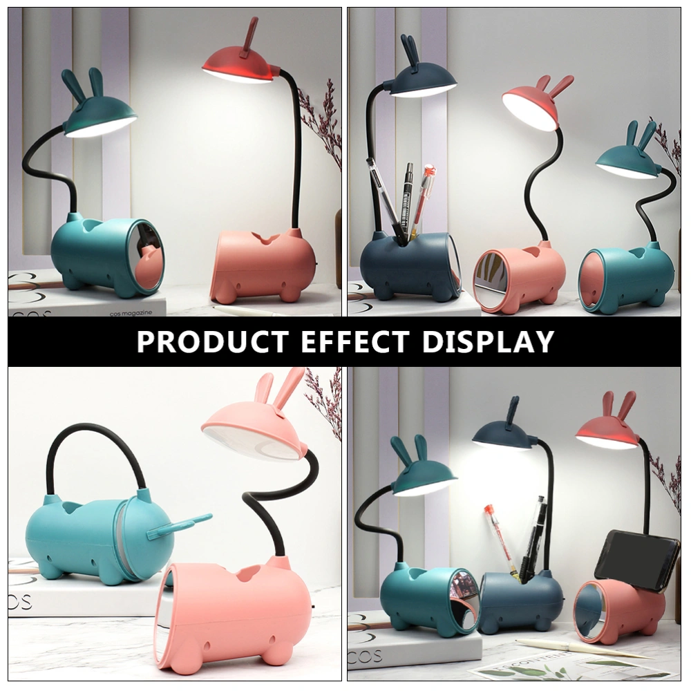 1Pc Adjustable USB Charging Table Light Touch Control Rabbit Pen Holder Mirror