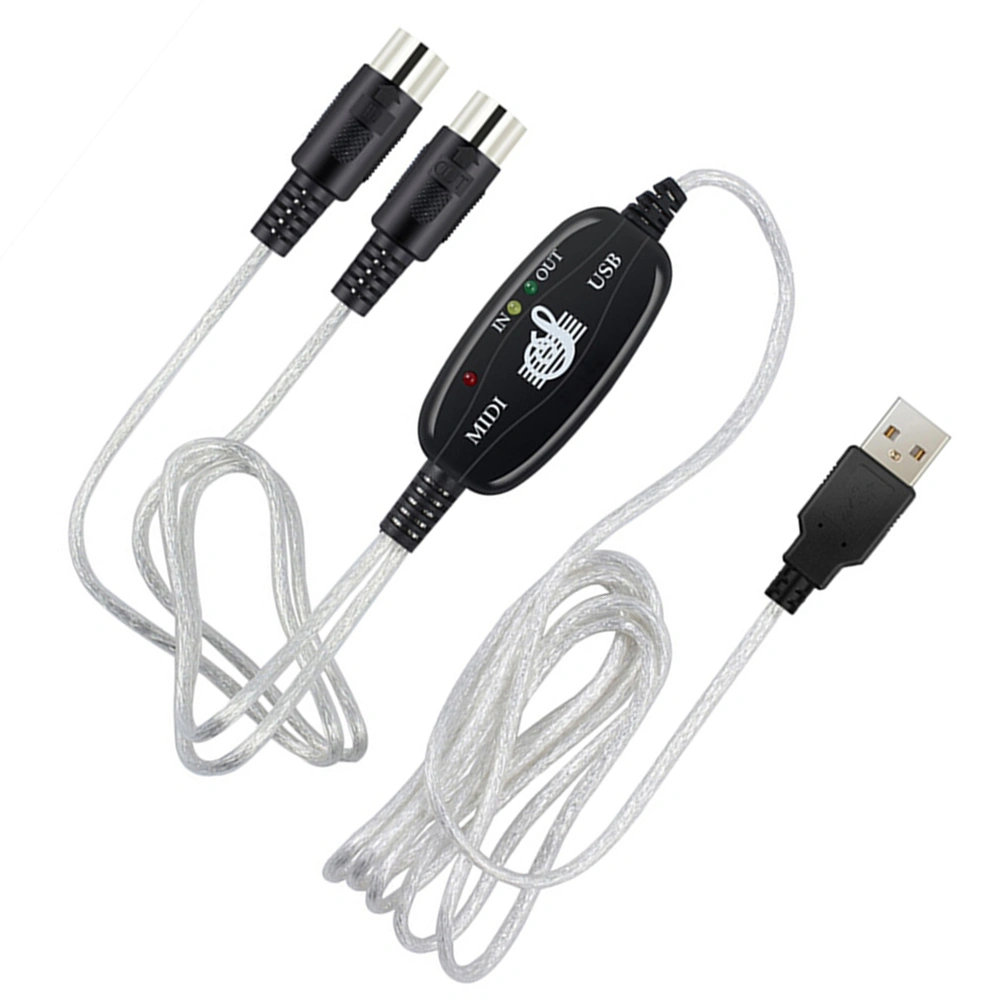 180x2cm MIDI Cable to USB MIDI Cable Music Editing Cord Keyboard Connection Cable