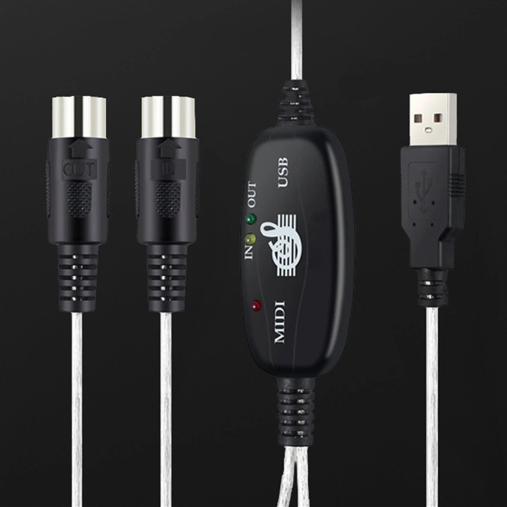 180x2cm MIDI Cable to USB MIDI Cable Music Editing Cord Keyboard Connection Cable