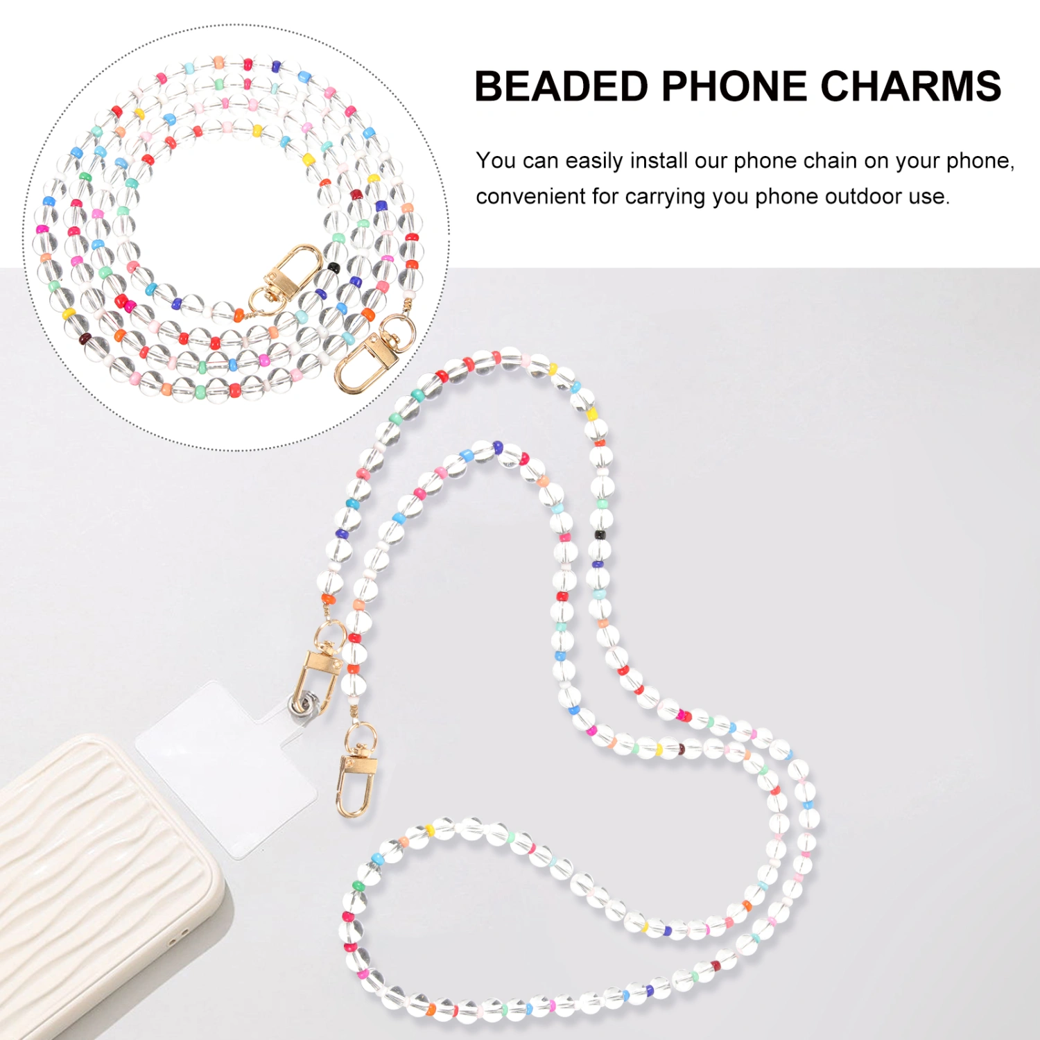 Beaded Phone Charms Beaded Phone Chain Lightweight Phone Lanyard Wrist Strap