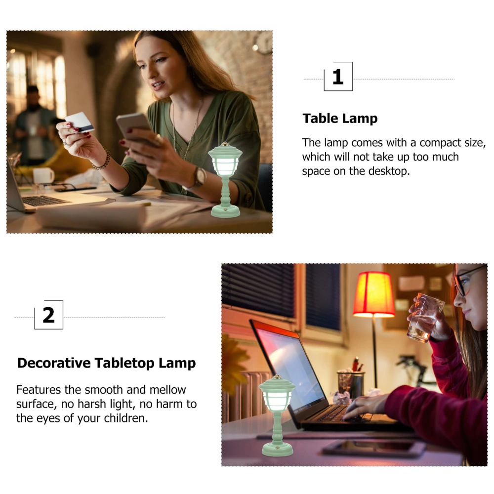 1 Set Retro Style Table Lamp USB Charging Light Decorative Tabletop Lamp Night Lamp