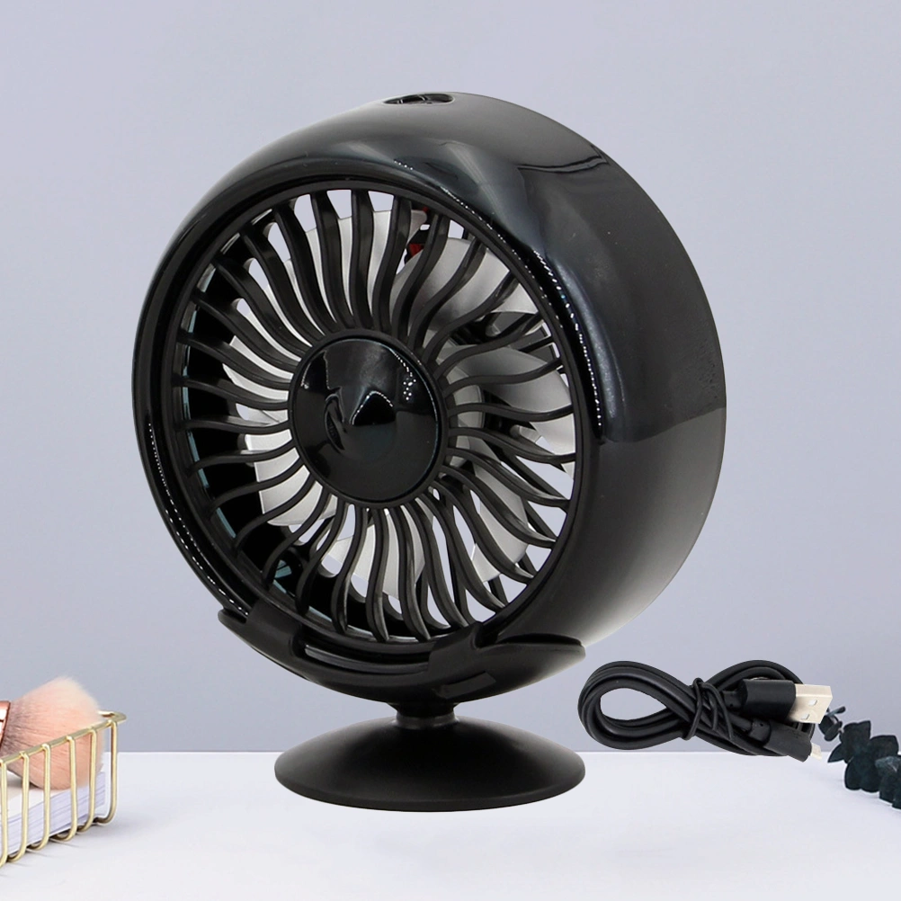 1Pc USB Car Air Cooling Fan Vehicle Dashboard Fans Adjustable Strong Wind Cooler Fan Car Interior Accessories(Black)