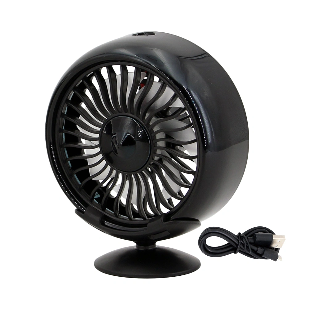 1Pc USB Car Air Cooling Fan Vehicle Dashboard Fans Adjustable Strong Wind Cooler Fan Car Interior Accessories(Black)