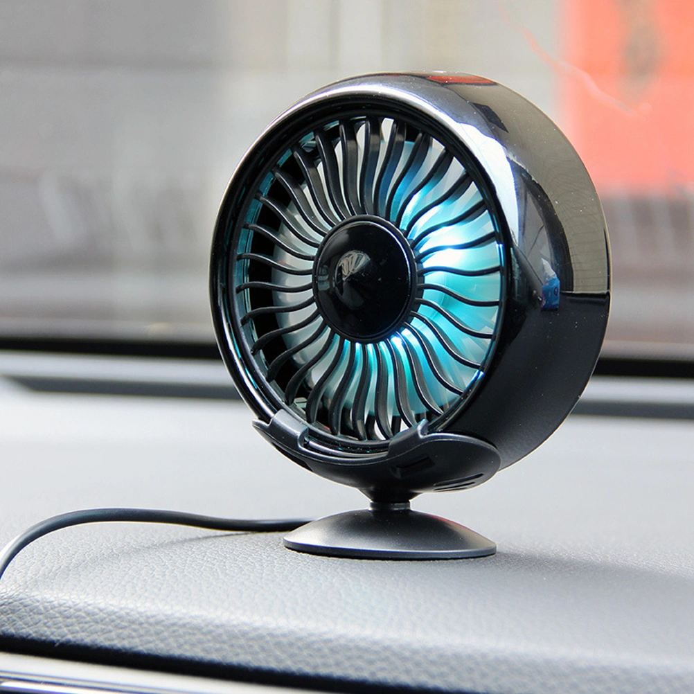 1Pc USB Car Air Cooling Fan Vehicle Dashboard Fans Adjustable Strong Wind Cooler Fan Car Interior Accessories(Black)