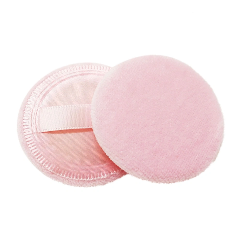 8pcs Round Makeup Blending Powder Puff Cotton Puff with Ribbon for Cosmetic Foundation Air Cushion Loose (Pink, 4.5x0.8cm)