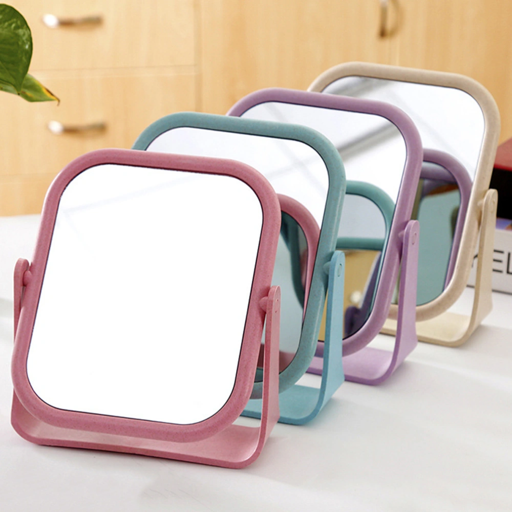 2Pcs Makeup Mirrors Double-sided Mirrors Rotatable Cosmetic Mirrors Chic Desktop Dresser Mirrors (1Pc Purple Oval Mirror 1Pc Purple Square Mirror)