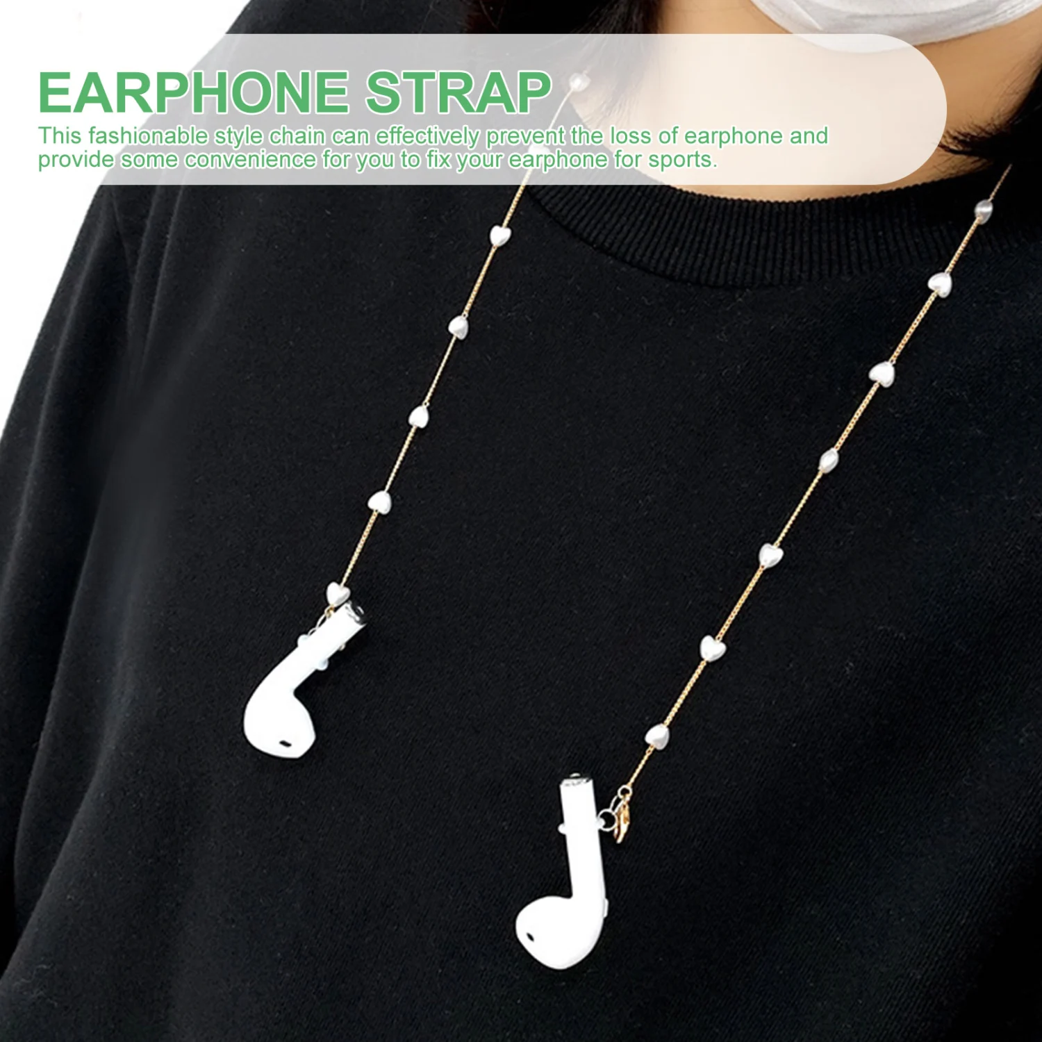 Earphone Ear Hooks Strap Holder Wireless Earphone Anti Lost Pearl Chain