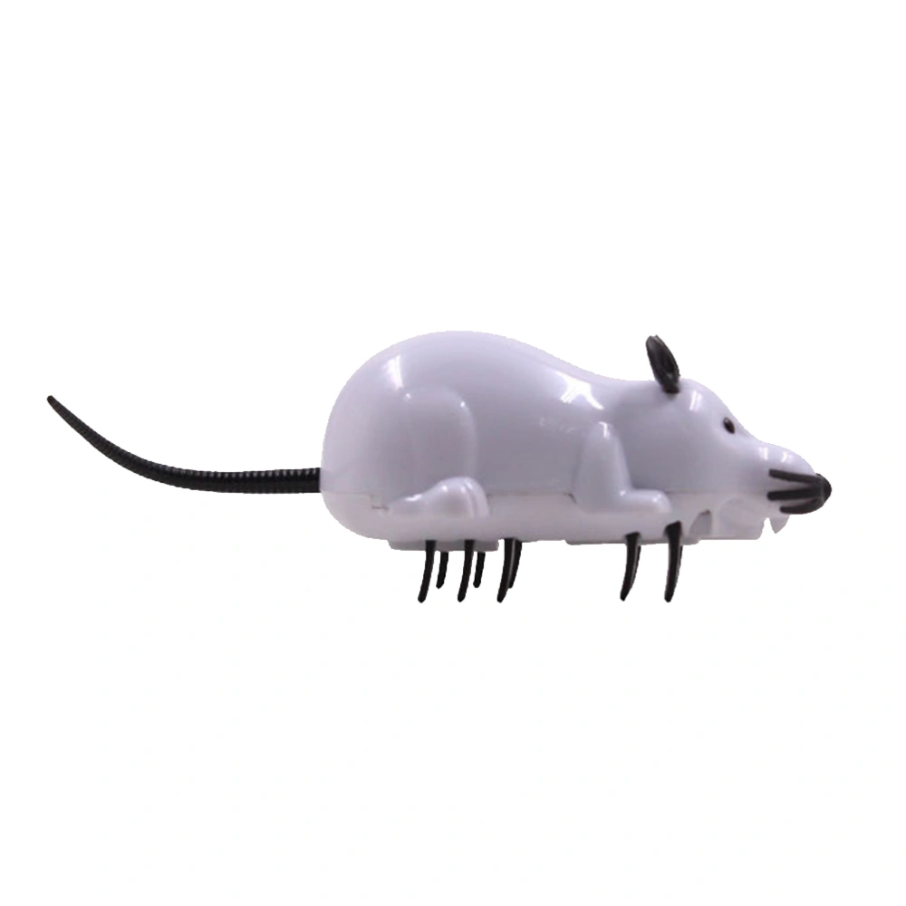 Automatic Moving Cat Teaser Toy Animal Insect Shape Plaything Simulation Tricky Props with Button Battery for Home Office Shop (Mouse Style, White)