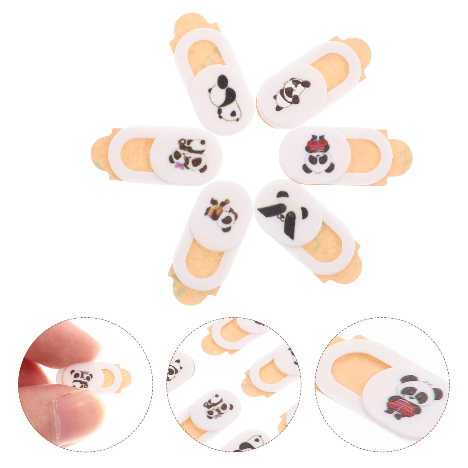 6pcs Camera Slide Blocker Cover Panda Pattern Privacy Protective Webcam Covers