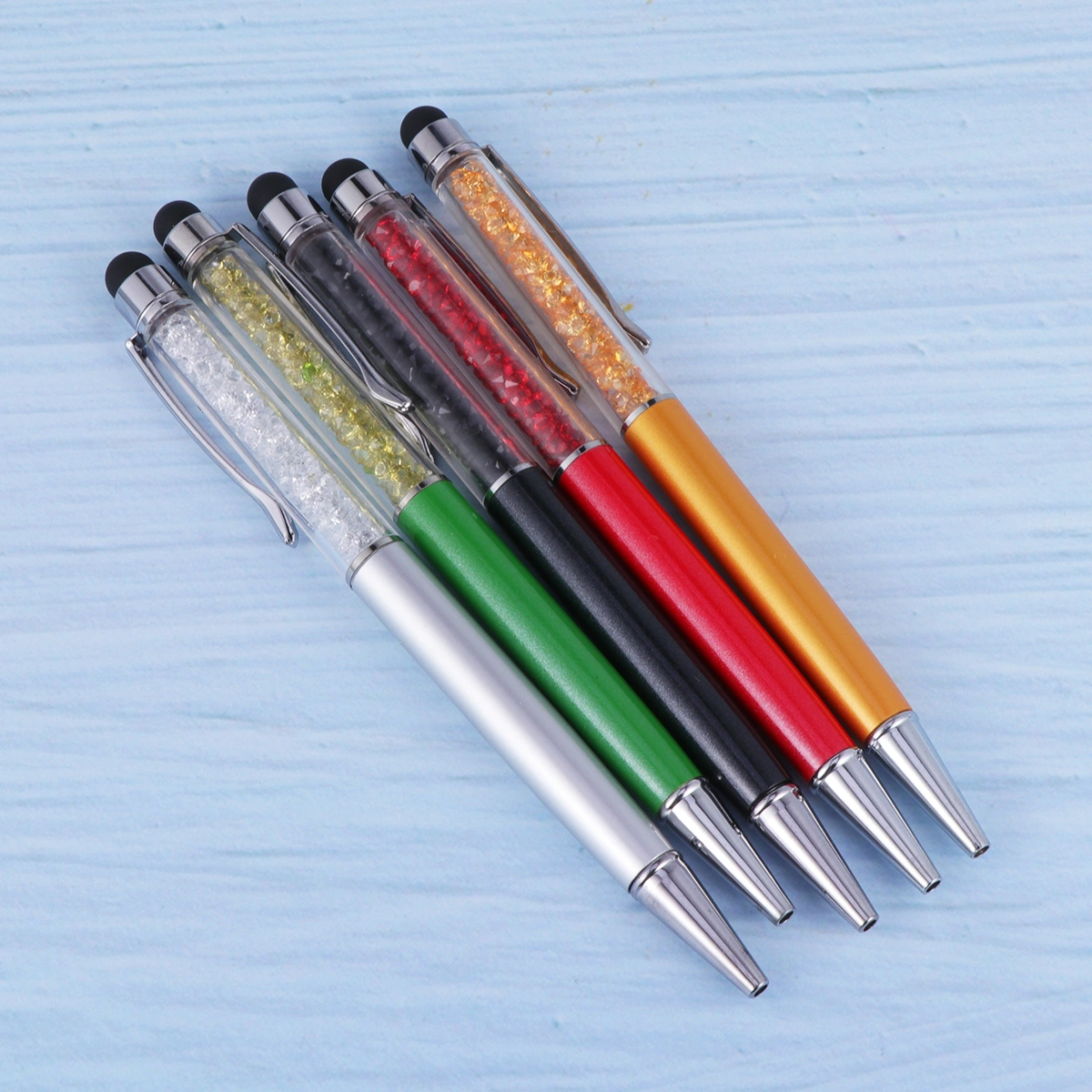 5PCS Universal Rhinestone Touch Screen Stylus Pen Crystal Capacitive Ball Point Pen for Tablets Handwriting Laptop (Red/Green/Black/Orange/Silver)