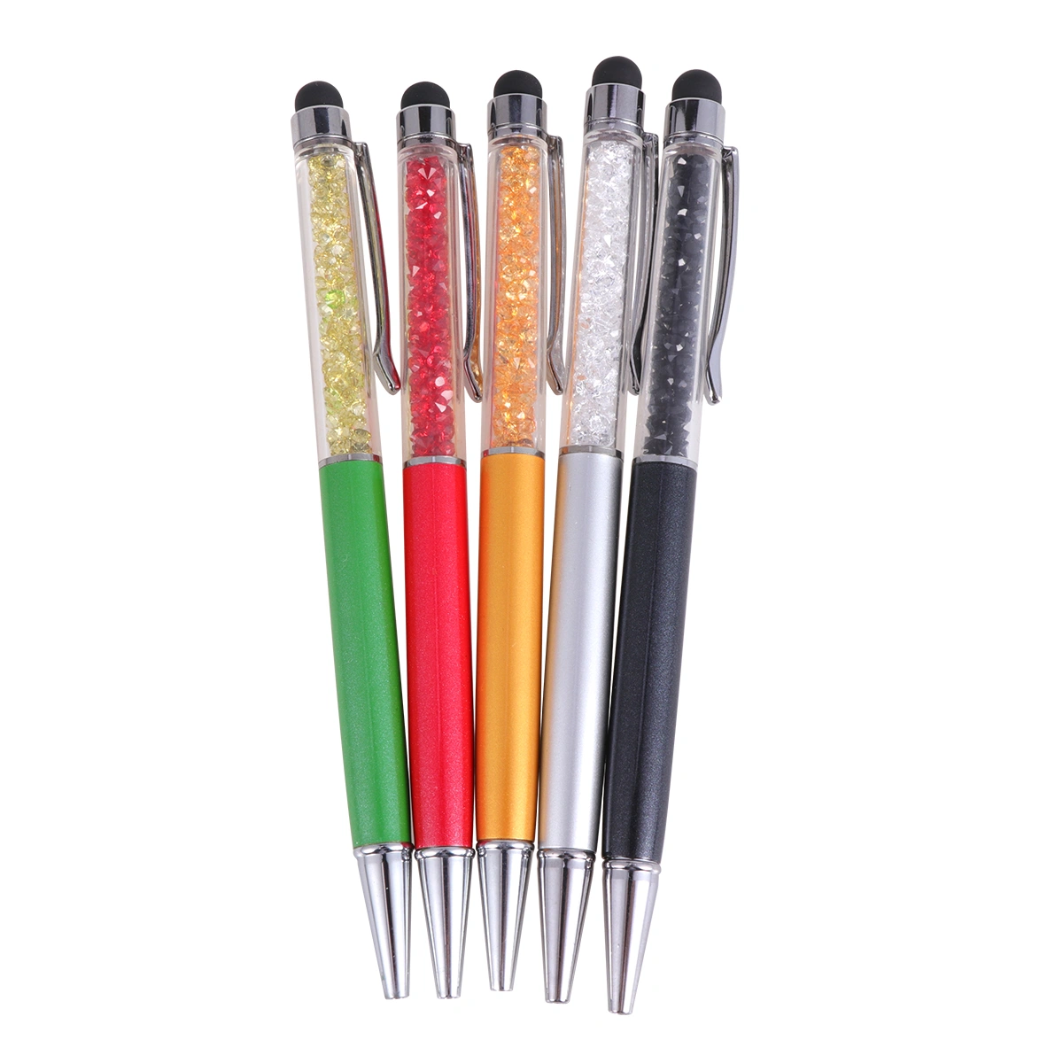 5PCS Universal Rhinestone Touch Screen Stylus Pen Crystal Capacitive Ball Point Pen for Tablets Handwriting Laptop (Red/Green/Black/Orange/Silver)