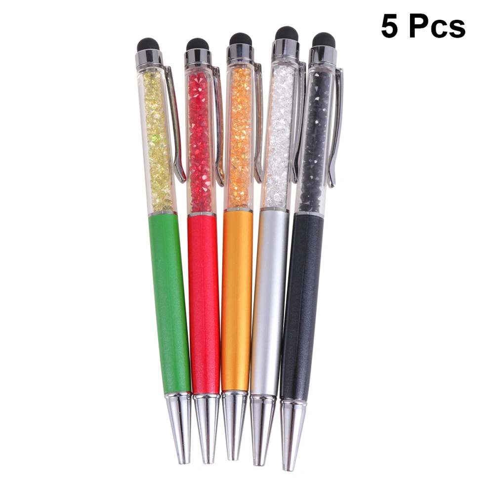 5PCS Universal Rhinestone Touch Screen Stylus Pen Crystal Capacitive Ball Point Pen for Tablets Handwriting Laptop (Red/Green/Black/Orange/Silver)