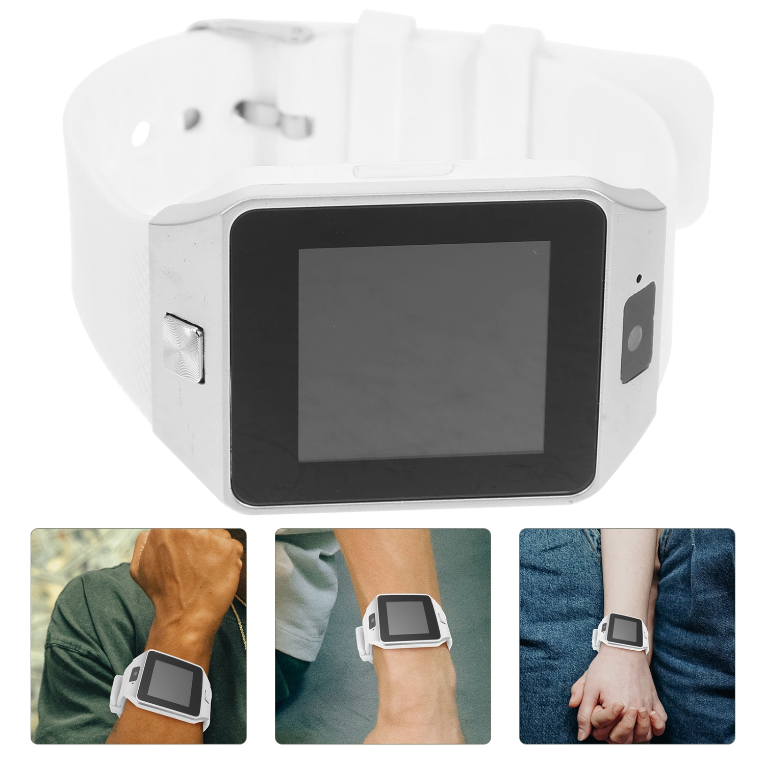 Smart Watch 1.5 Inch Wristwatch With Camera TF/SIM Slot Pedometer Anti Lost Recording For Men Women (Silver)