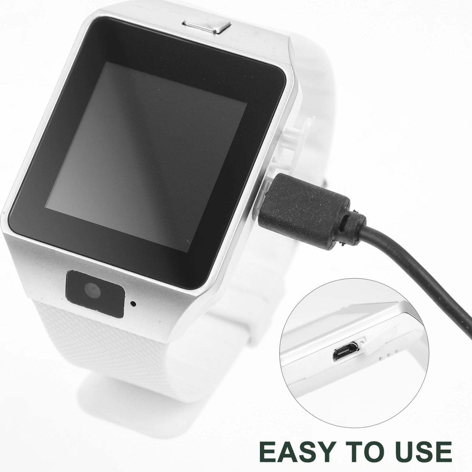 Smart Watch 1.5 Inch Wristwatch With Camera TF/SIM Slot Pedometer Anti Lost Recording For Men Women (Silver)
