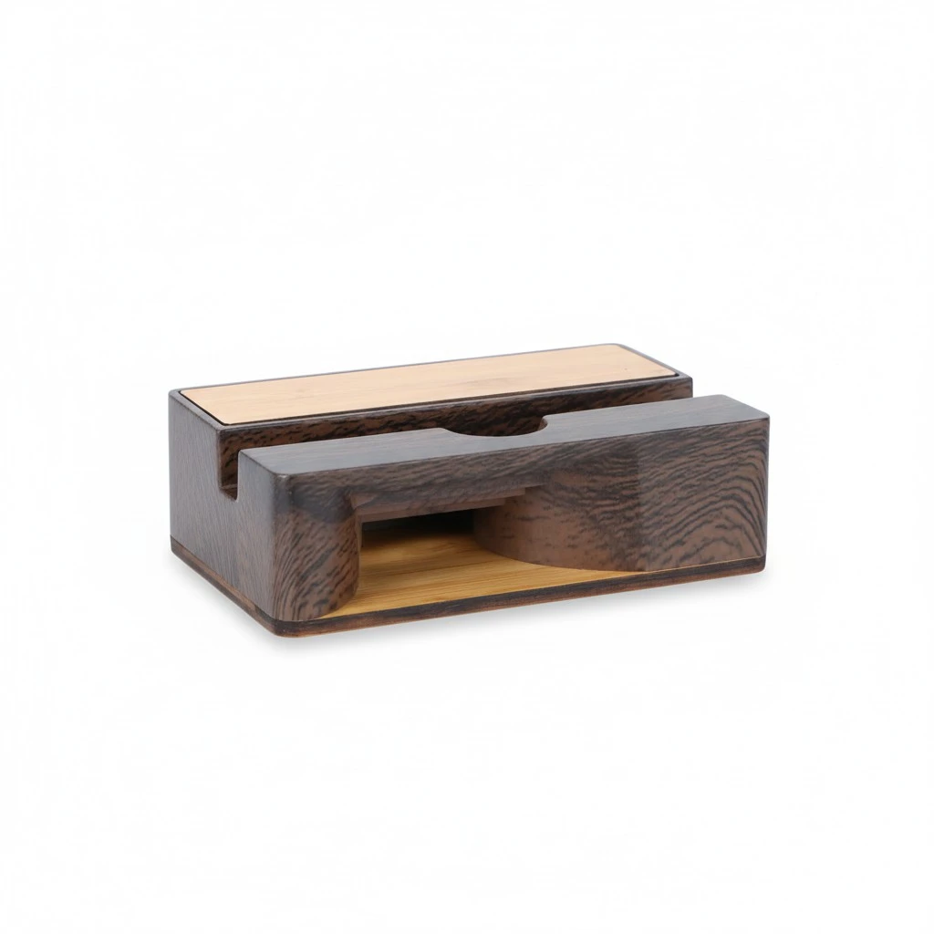 Bamboo Mobile Phone Holder Multifunctional Desktop Phone Stand Sound Amplifier Cell Phone Table Bracket (Brown)