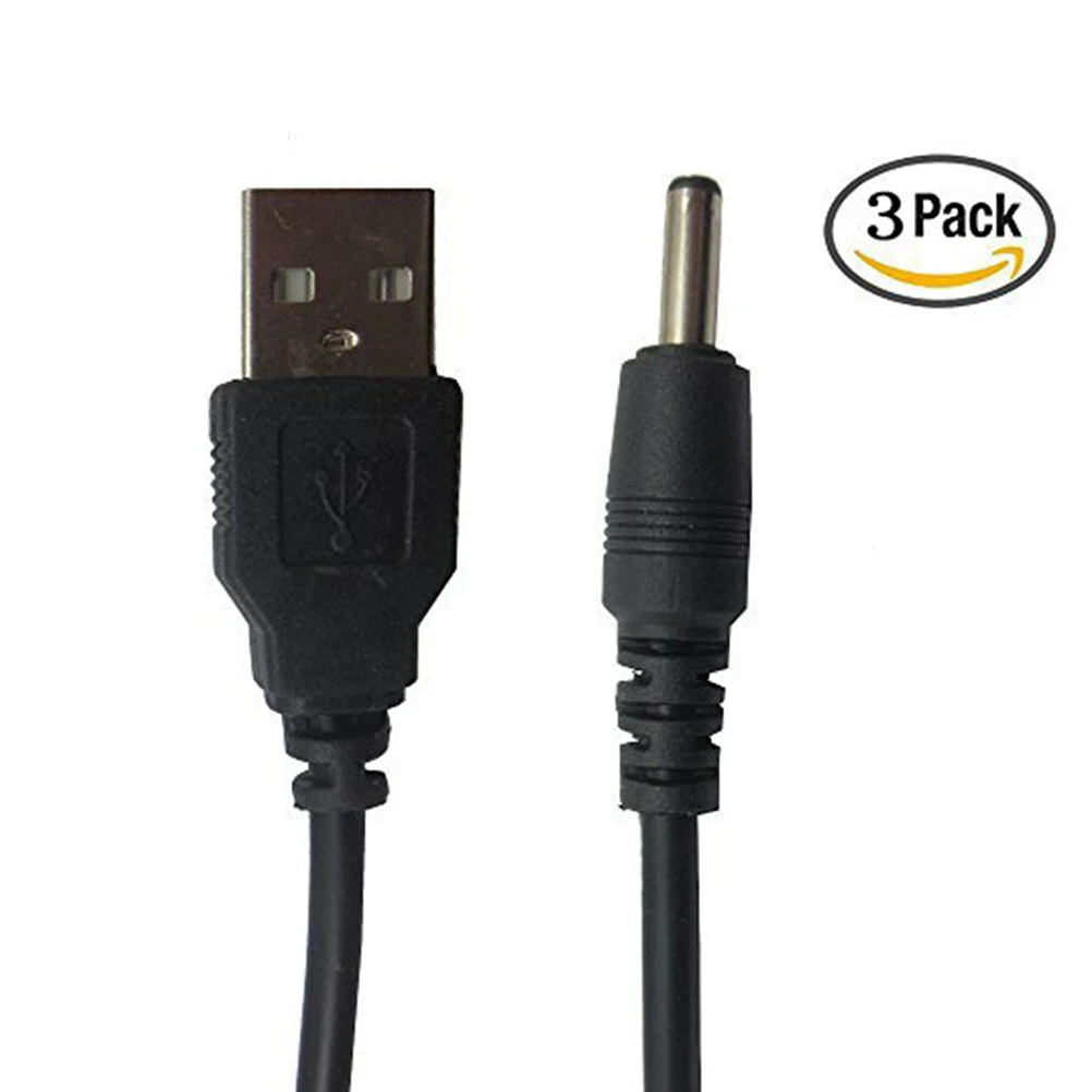 3pcs 3.5mm Jack Plug to USB Audio Data Charge Cable 5V DC for MP3 MP4 Black