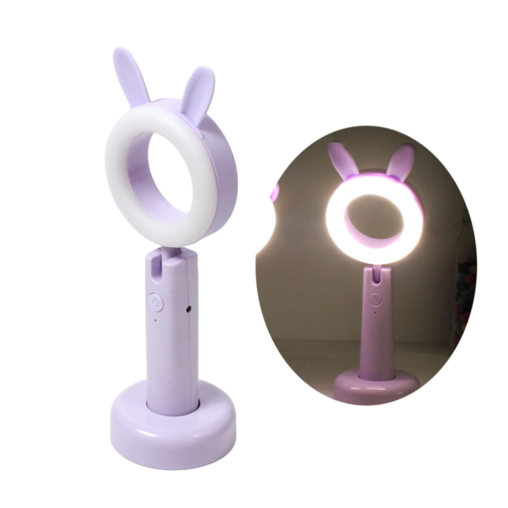 Rabbit Small Night Light Creative Students Learning Table Lamp Decorative Bedside Light Home Decor Lamp for Living Room Bedroom (Purple)