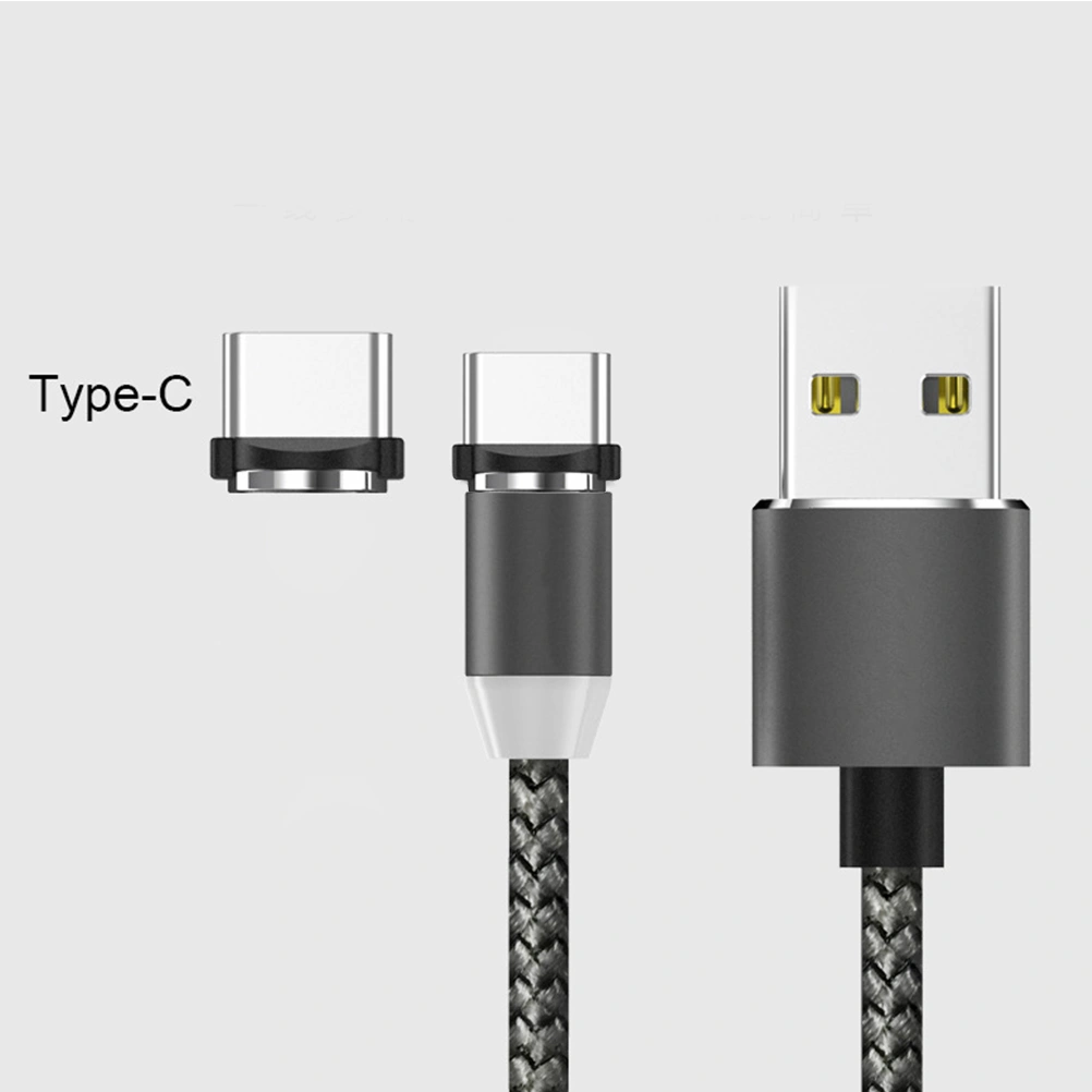 2m Round Magnetic Cable Fast Charging Type C Cable for Phone USB-C Magnet Charger Data Phone Cables Black