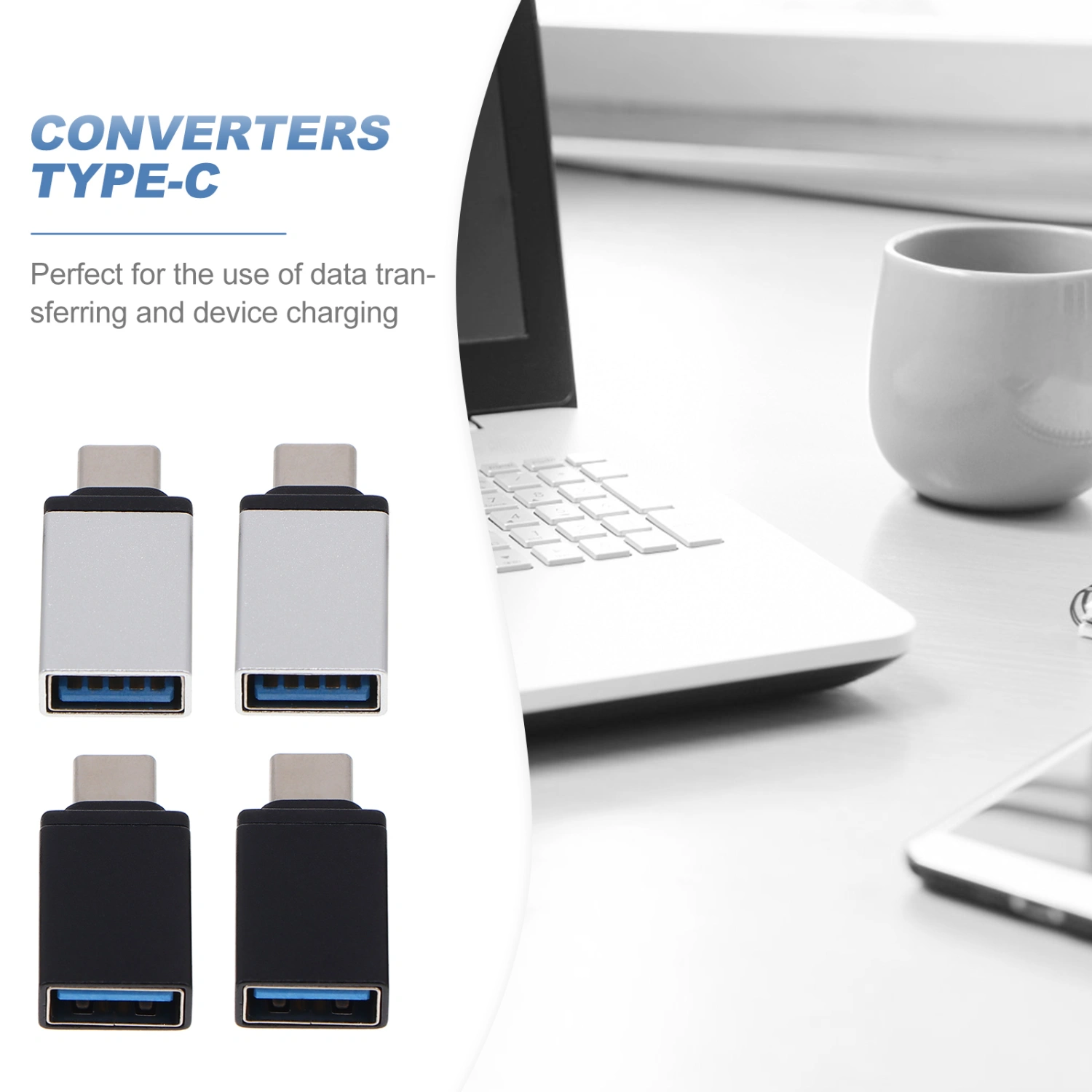 4pcs USB Converters Type-C Converter Devices Phone Converters (Assorted Color)
