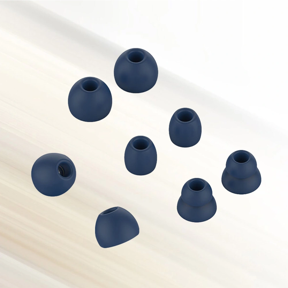 8pcs Silicone Earbuds Tips Earmuffs Earphone Case In Ear Silicone Sleeve Cover for Wireless Headset (Navy)