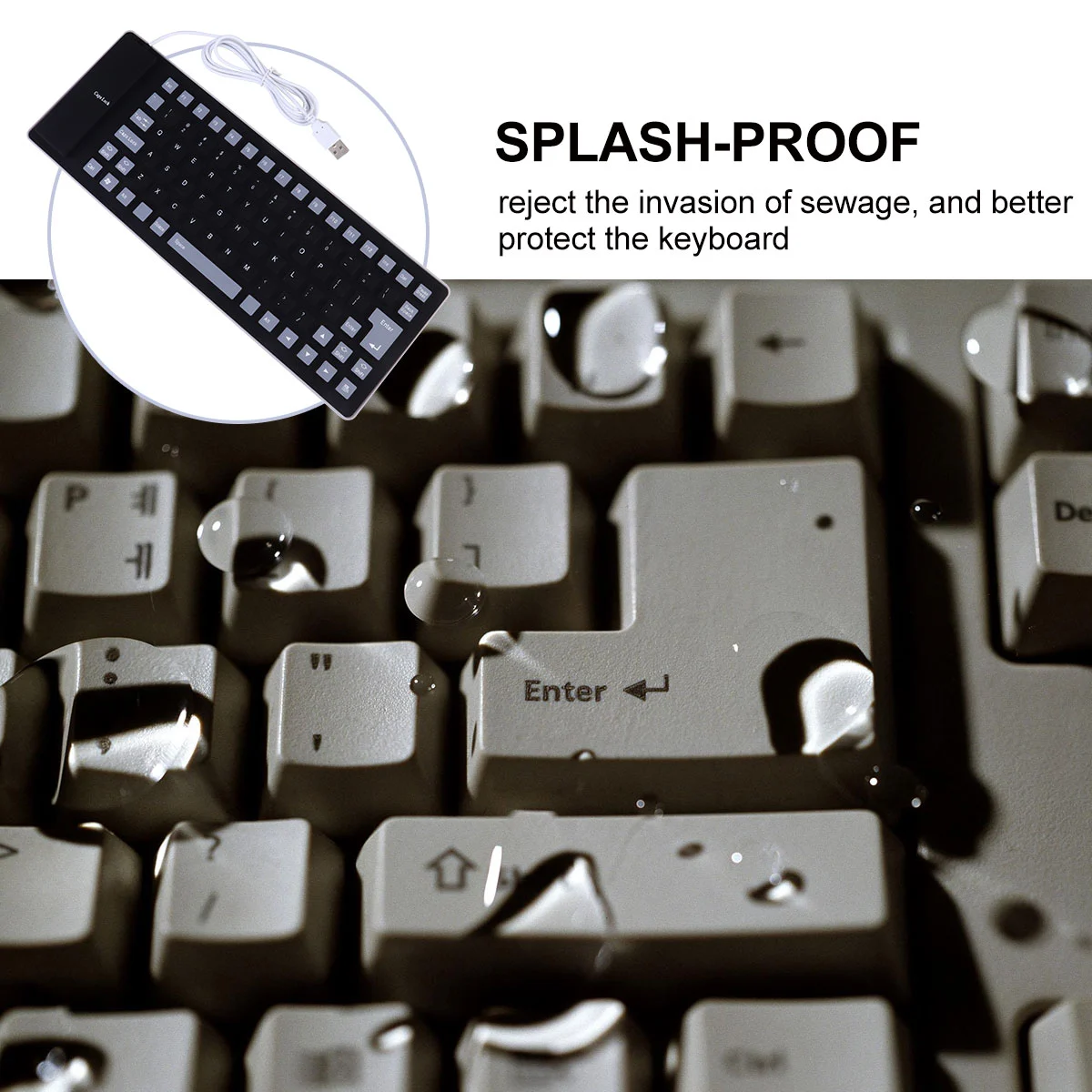 85 Keys Roll Up USB Wired Keyboard Waterproof Silent Keyboard for Computer (Black)