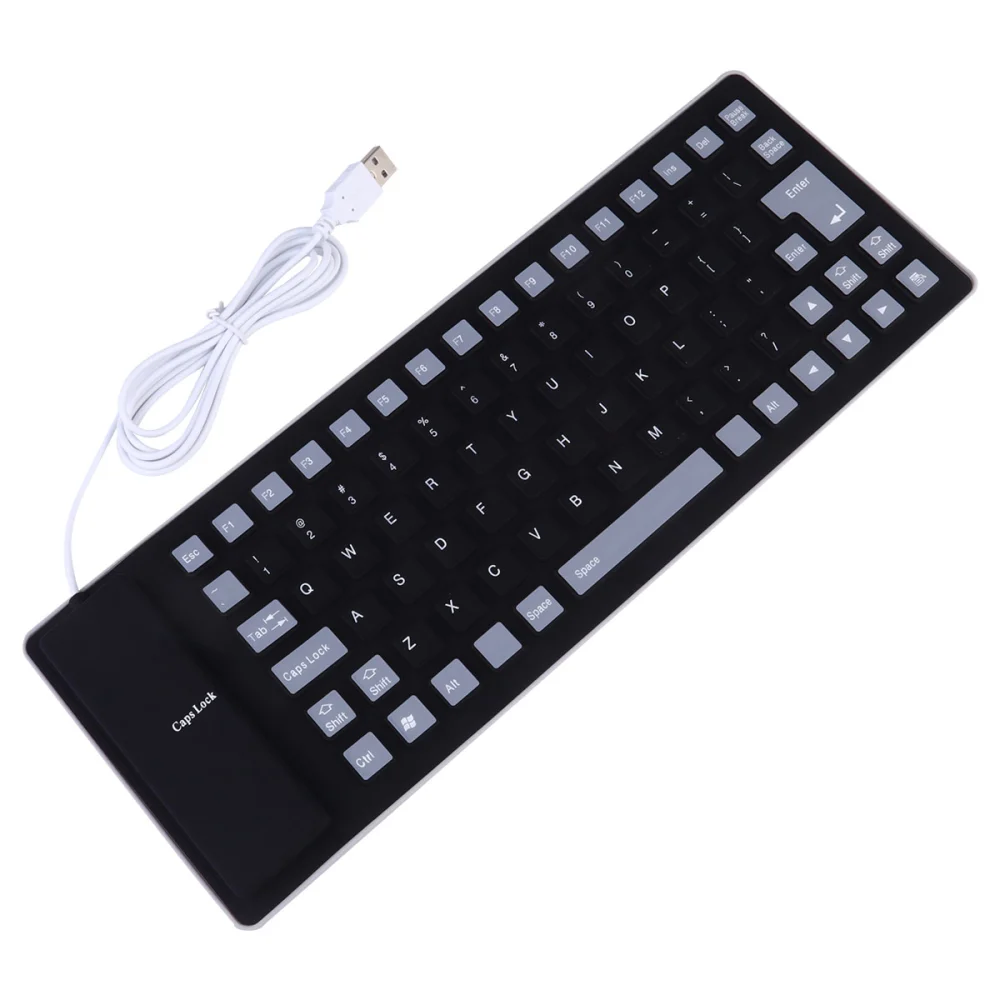 85 Keys Roll Up USB Wired Keyboard Waterproof Silent Keyboard for Computer (Black)