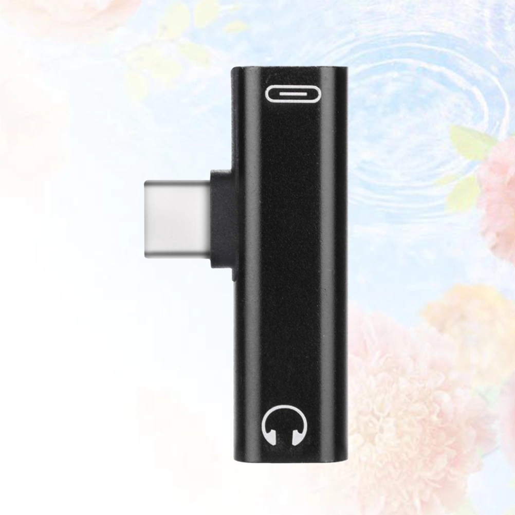 3.5mm to Type-C Earphone Adapter Type C 2 in 1 Audio Stereo Earphone Converter (Black)