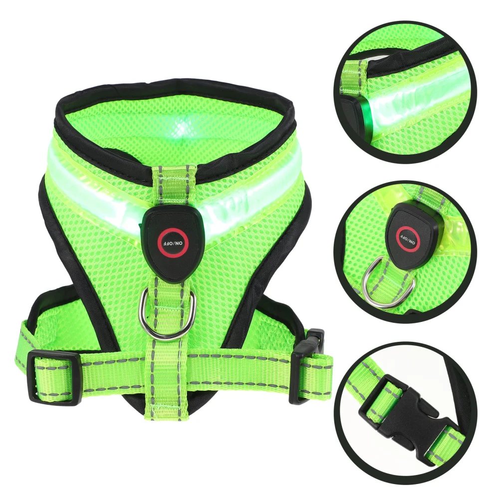 1 Set Luminous LED Dog Vest Breathable USB Charging Dog Vest Pet Dog Supply