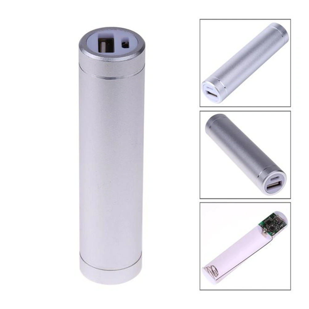Portable High-efficiency 18650 Batteries Power Bank USB External Battery Pack(Silver)