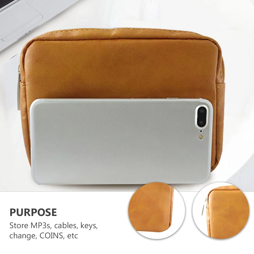 1 Pc Multipurpose Data Cable Box Durable Simple PU Hard Drive Bag (Orange)