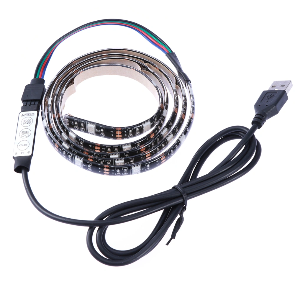 1m 5050 SMD Rope Light Waterproof RGB Flexible LED Strip Light with Manual Control USB Cable for TV Closet Outdoor Lighting