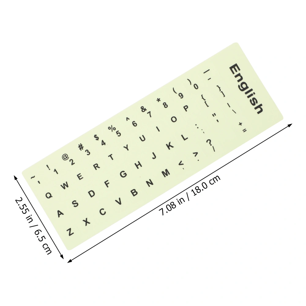 1 Sheet Glow In The Dark Keyboard Sticker English Keyboard Replacement Sticker