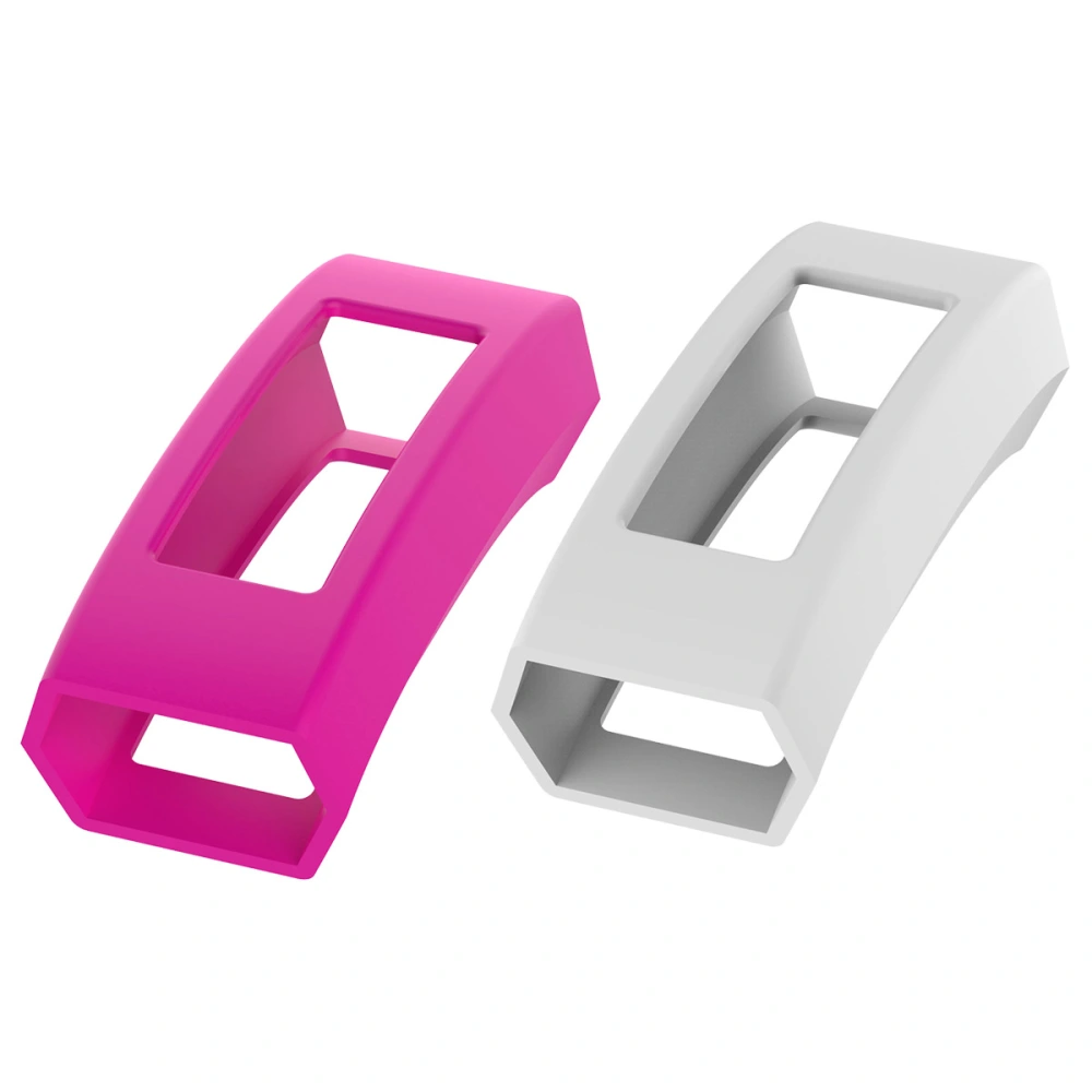 2PCS Silicone Watch Case Wristwatch Shell Frame Scratch Proof Protective Cover Compatible for Fitbit Alta HR/Alta (White, Pink)