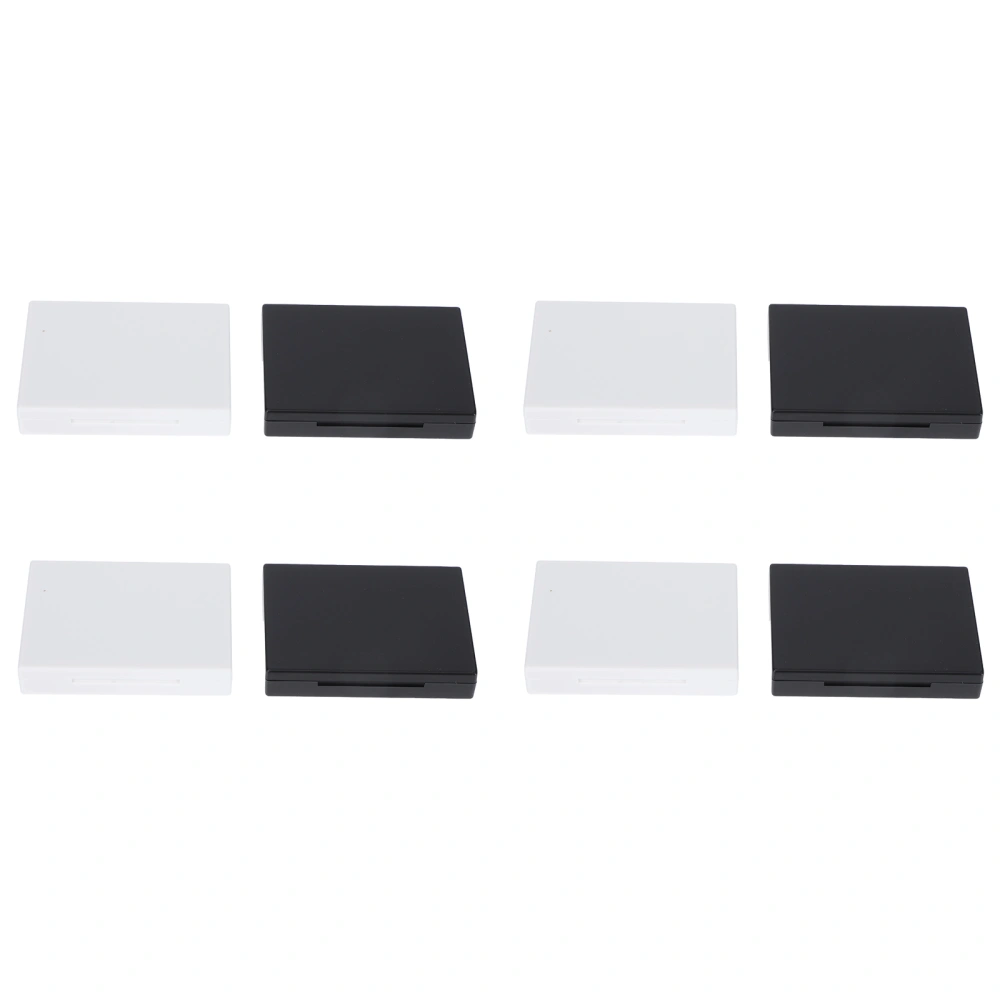 8Pcs Rectangular Dumb Black Two Round Eye Shadow Boxes with Paste Mirror