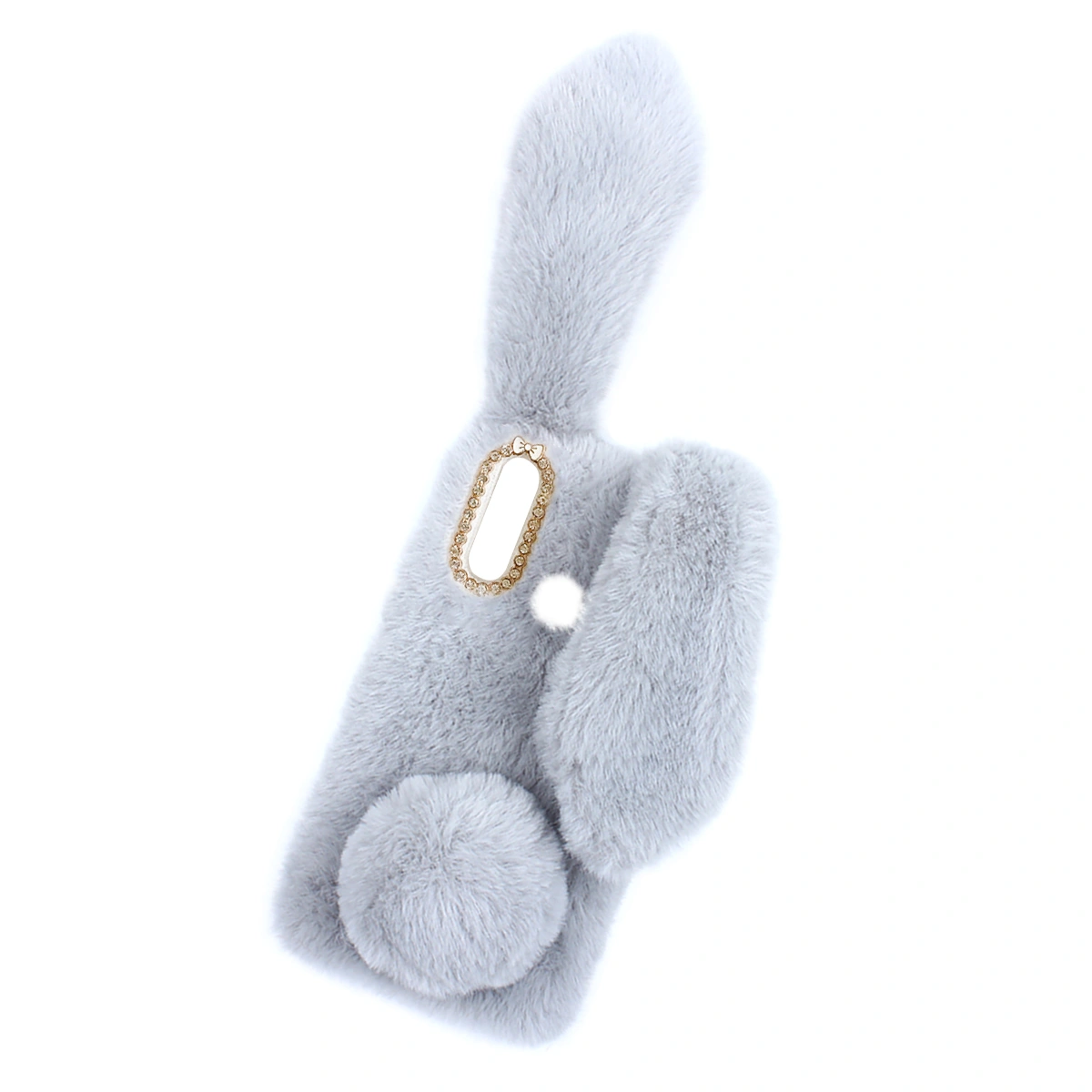 Lovely Rabbit Design Phone Case Plush Phone Shell Fashion Warm Protective Cover Compatible for Galaxy A20s (Light Grey)