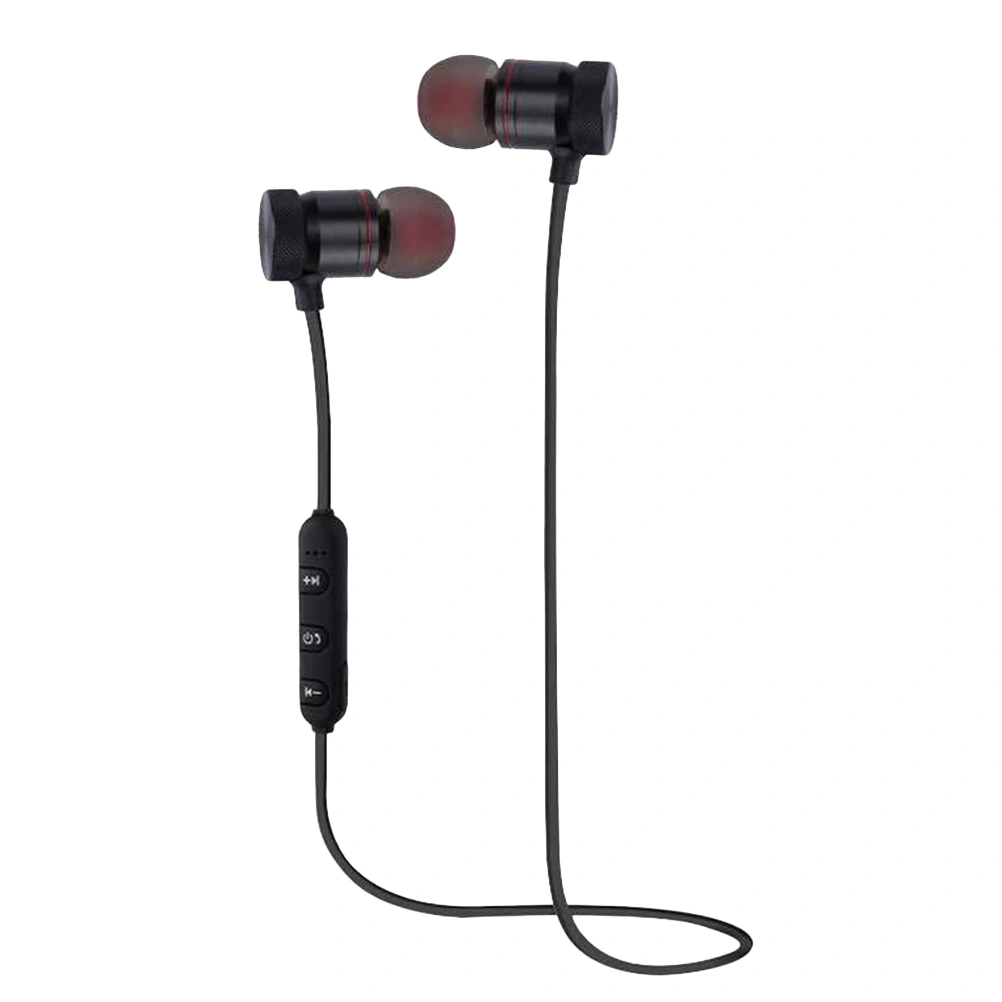 Magnetic Wireless Headset Wire Control In-Ear Headphones Handsfree Stereo Earphone (Black)