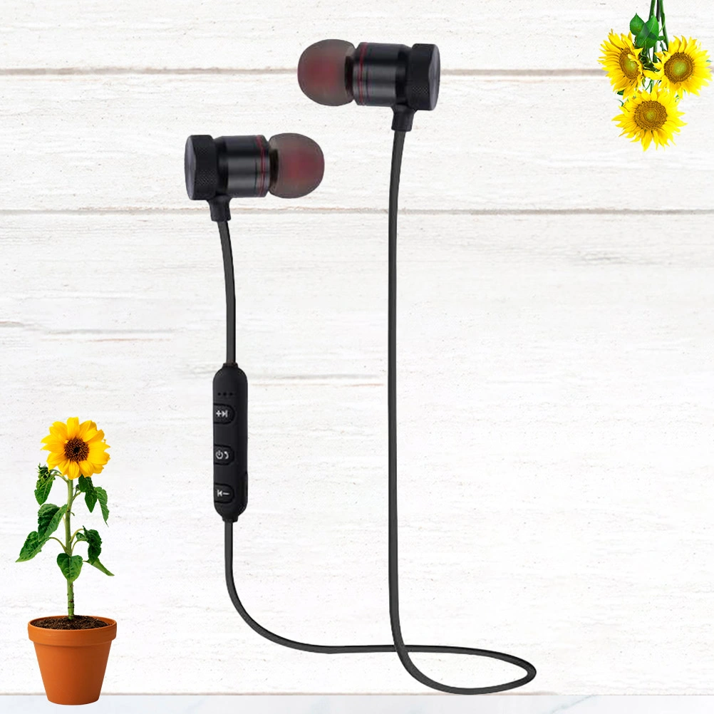 Magnetic Wireless Headset Wire Control In-Ear Headphones Handsfree Stereo Earphone (Black)