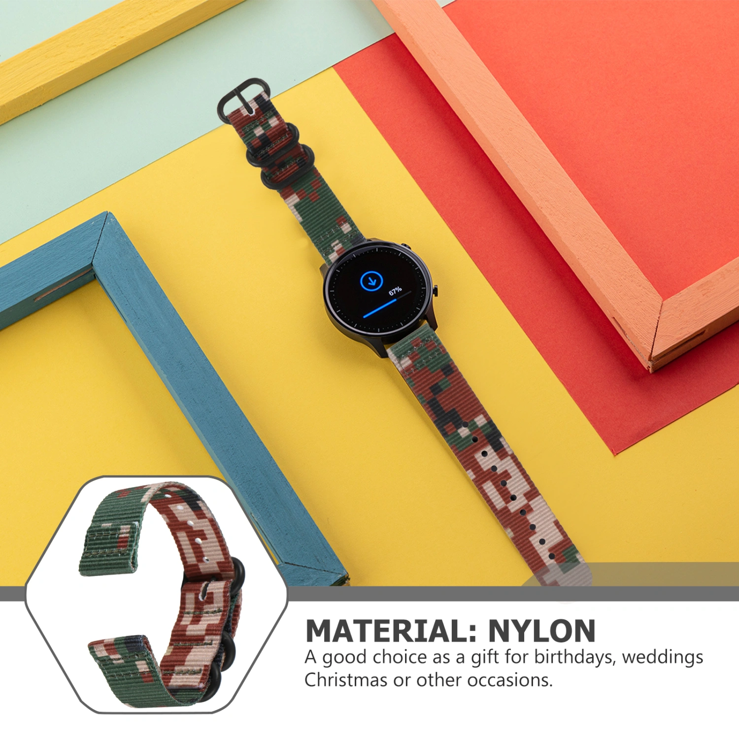 Thickened Camouflage Watch Strap Nylon Watchband Smart Watch Replacement