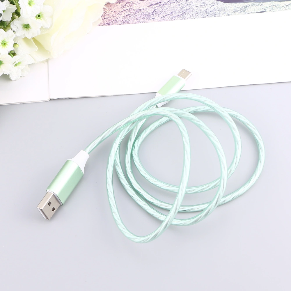 2 Pcs Type C LED Cable 360 Degree Light up Visible LED Type C Cord Fast Charging Cable for Phone Power Bank (Green)