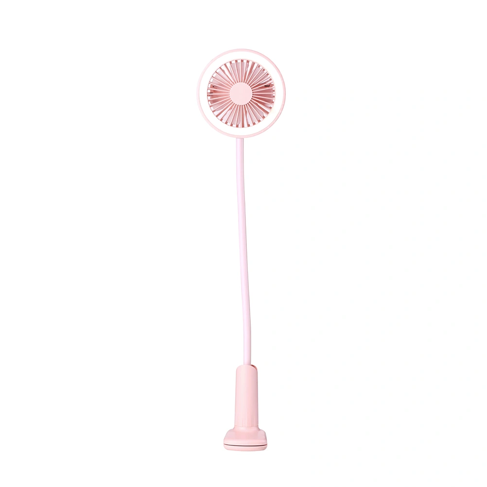 Mini USB Rechargeable 360 Degree Flexible Fan with LED Light and Clip (Pink)