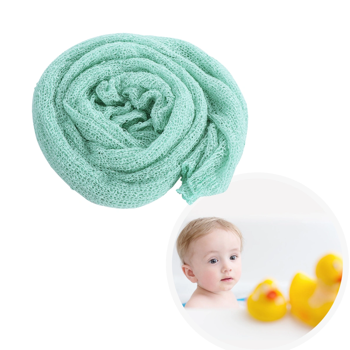 Newborn Baby Photography Photo Prop Stretch Wrap Baby Long Ripple Wrap (Mint Green)
