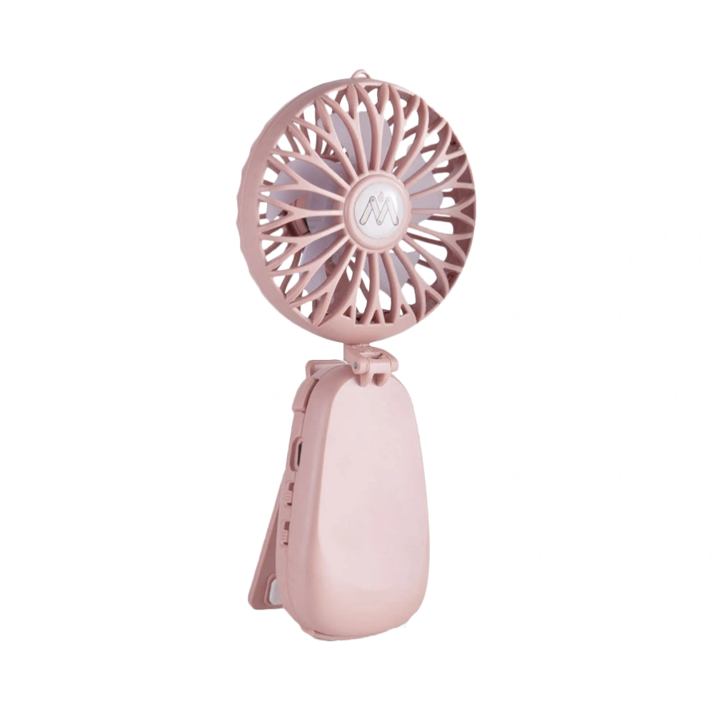 180 Degree Rotation Handheld Fan with Clip Portable Fan USB Charging Foldable Mini Fan (Pink)