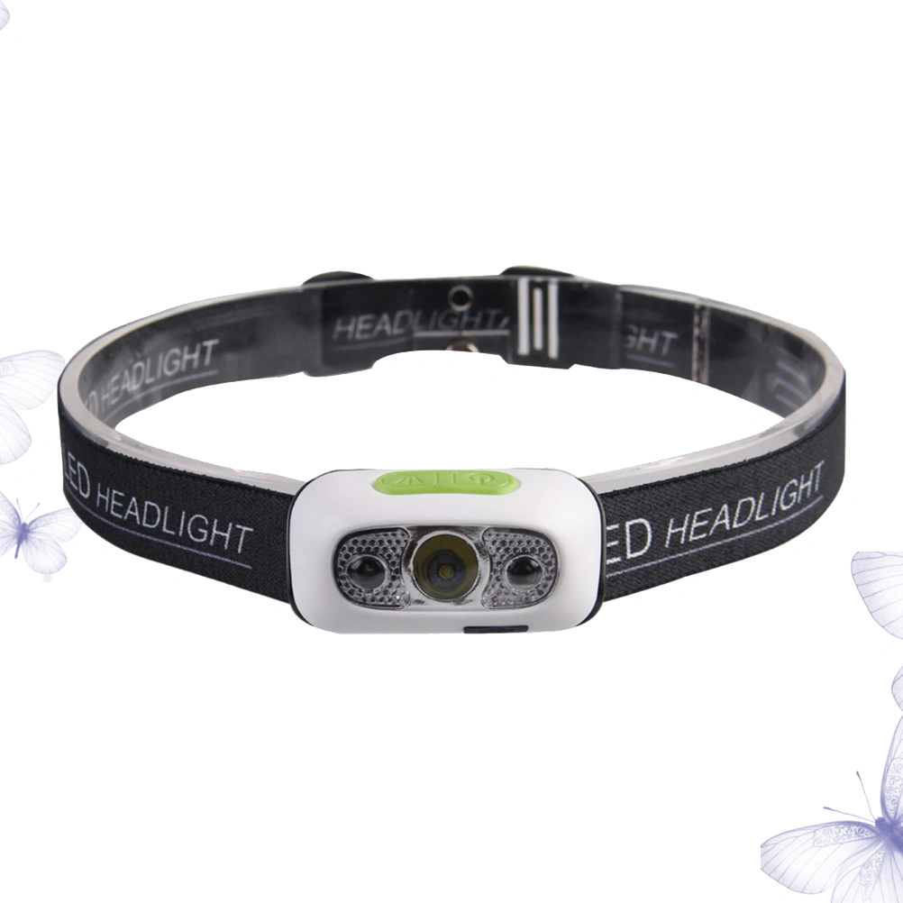 Mini USB Rechargeable LED Headlamp Body Motion Sensor Headlight Camping Flashlight Head Light Torch Lamp with Battery (White)