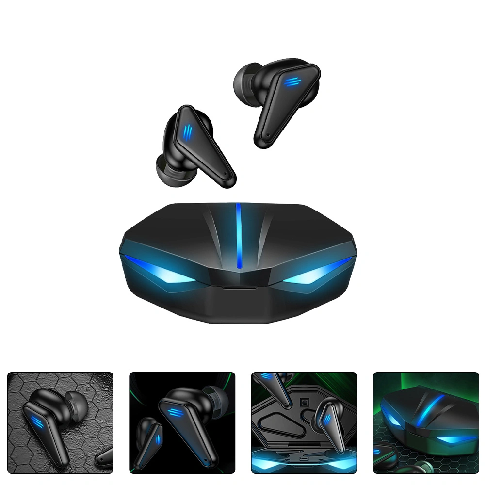 1Set Wireless Game Headset Professional Gaming Headphone Luminous Earbud Black