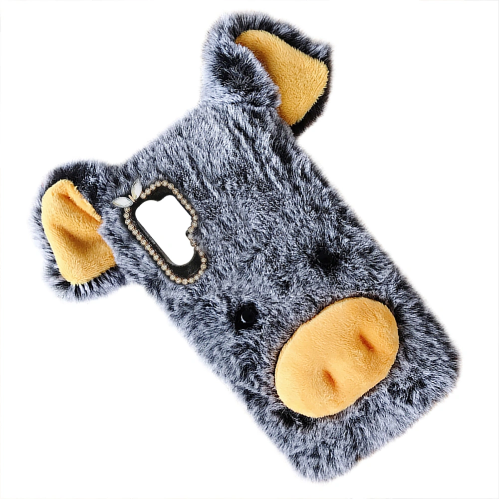 Plush Pig Phone Case Precision Holes Comfortable Hand Warmer Rhinestone Camera Frame Phone Shell Compatible for Galaxy Note10+ (Dark Grey)