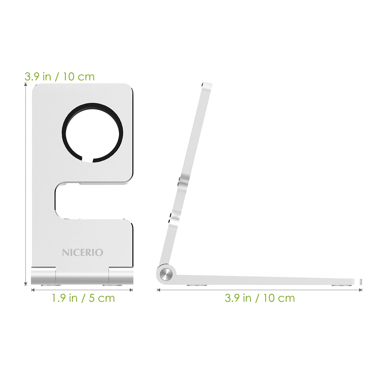 NICERIO Aluminum Alloy Charging Stand Support Holder for Apple Watch (Silver)