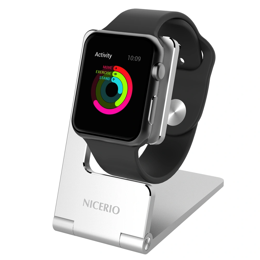 NICERIO Aluminum Alloy Charging Stand Support Holder for Apple Watch (Silver)