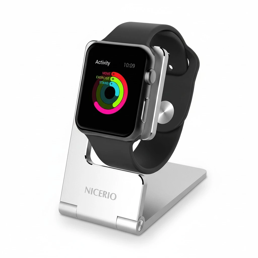 NICERIO Aluminum Alloy Charging Stand Support Holder for Apple Watch (Silver)