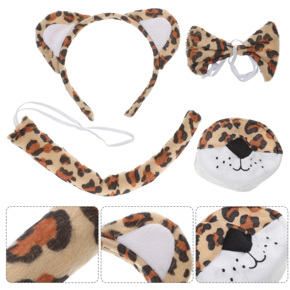 1 Set Animals Costume Set Leopard Ear Headband Nose Bow Tie and Tail for Children Cosplay